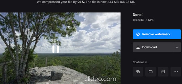 Result Page Of Clideo Video Compressor