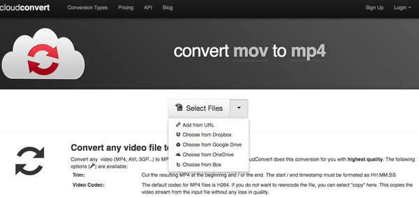 MOV to MP4 OnlineConvert