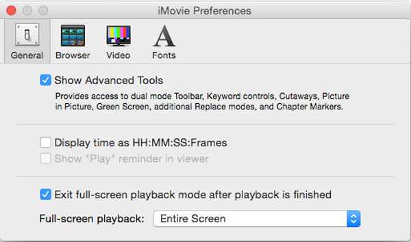 iMovie preference setting
