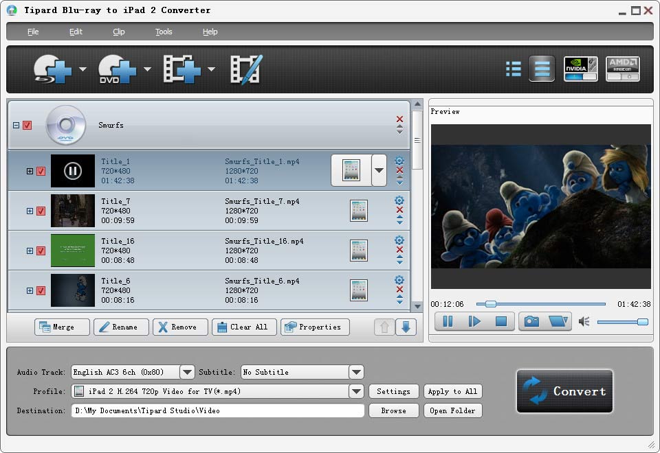 Tipard Blu-ray to iPad 2 Converter screenshot