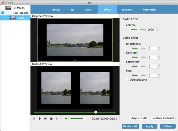 adjust avchd video effects