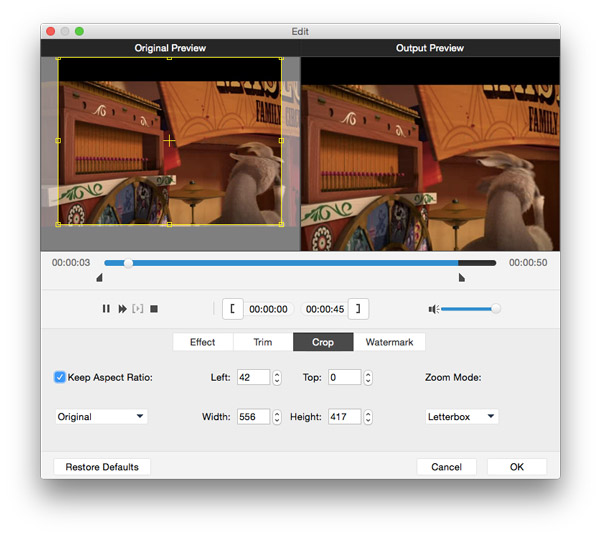 Crop the video