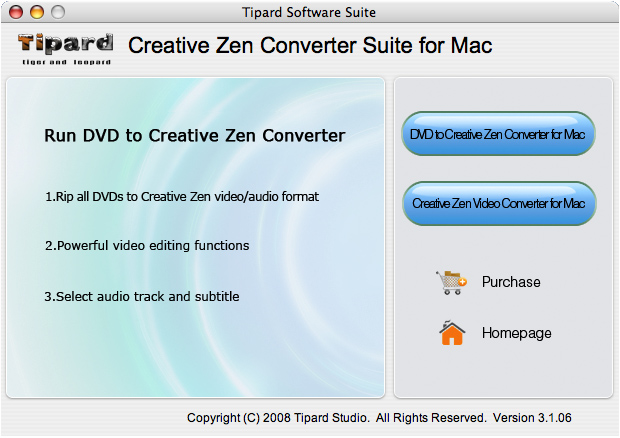 Tipard Mac Creative Zen Converter Suite software
