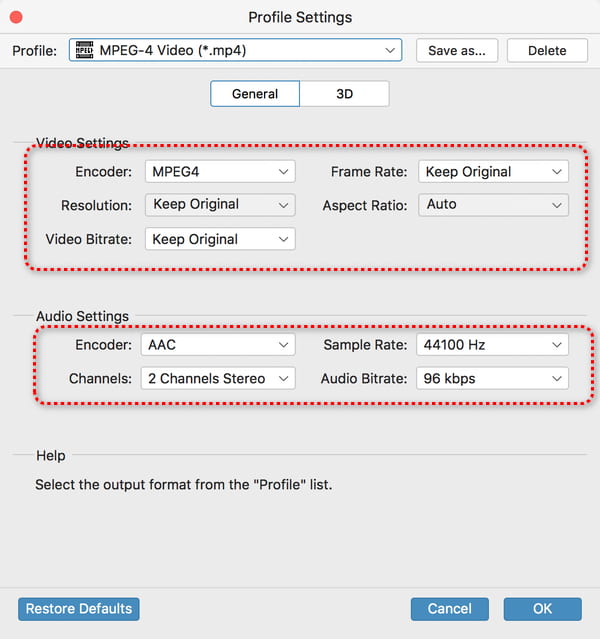 Otras configuraciones de vídeo