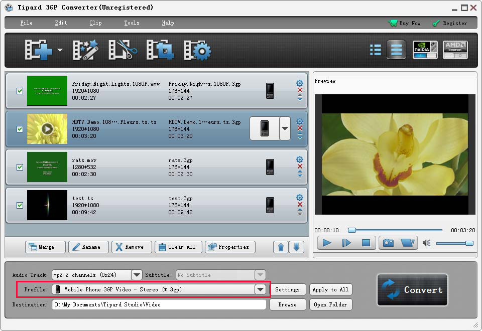 Choose 3gp file