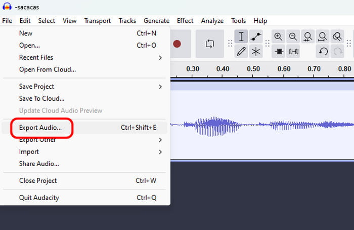 File Export Audio Audacity
