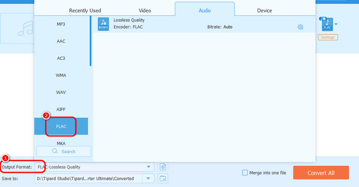 Output Format Select Flac Tipard