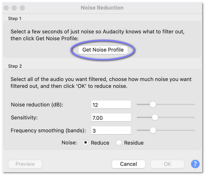 Adjust Noise Reduction Level