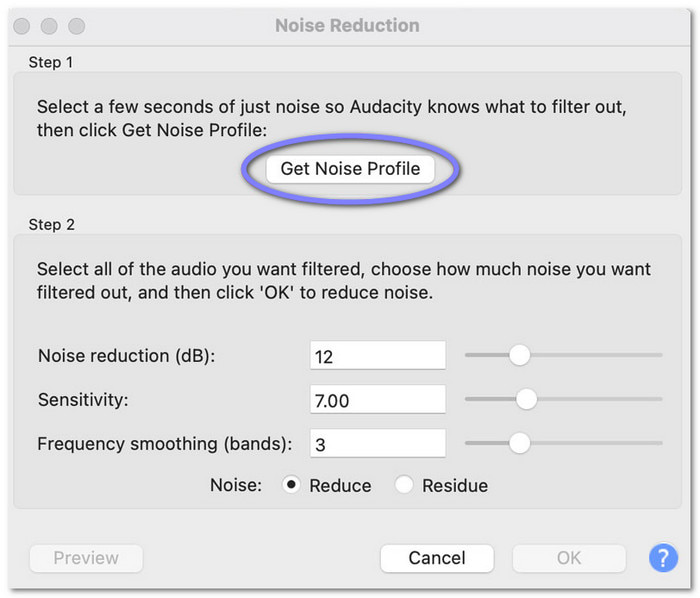 Select Get Noise Profile