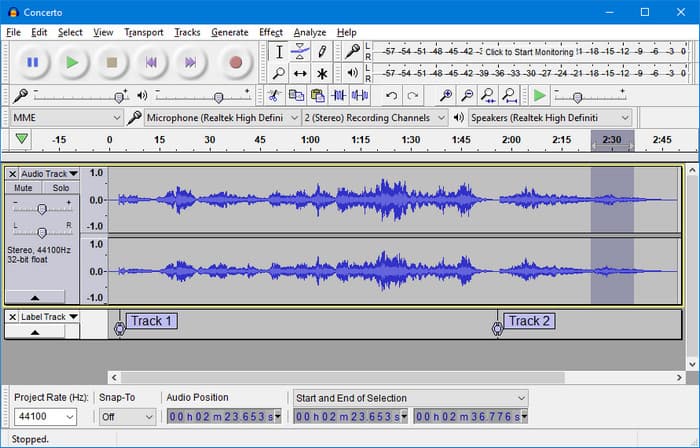 Audacity Interface
