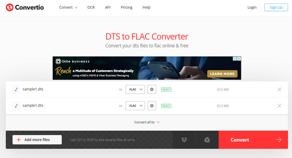 Convertir un fichier DTS Convertio