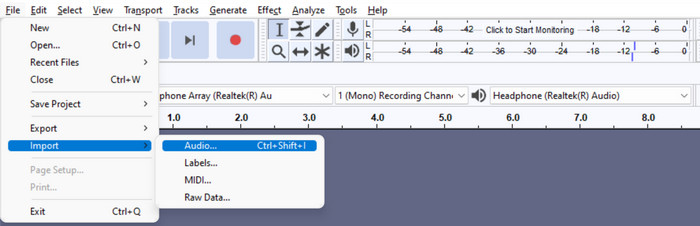 Import Audio Audacity