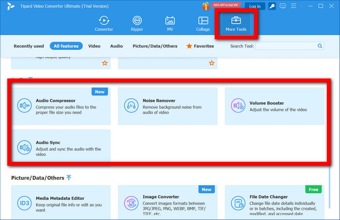 More Tools Audio Options