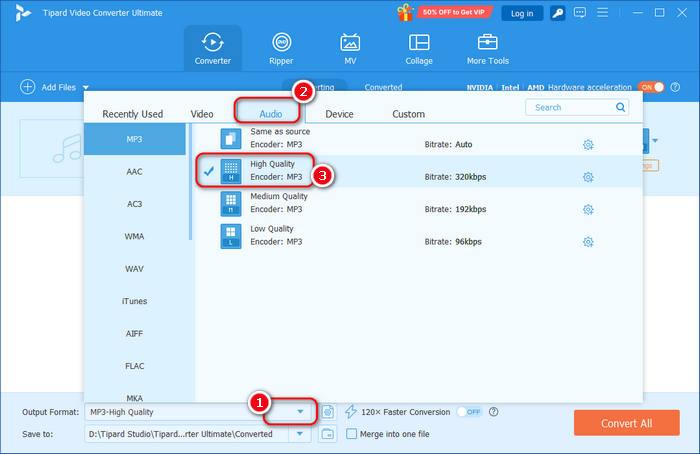 Choose an MP3 Preset in Tipard