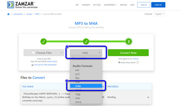 Velg M4A-filformat