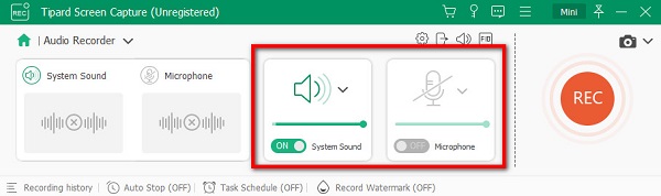 Microfone de som do sistema