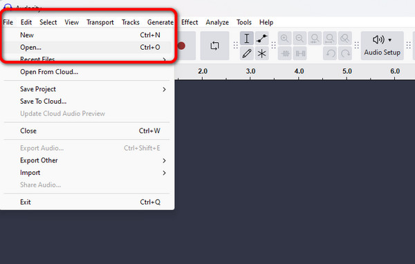 Audacity File Open