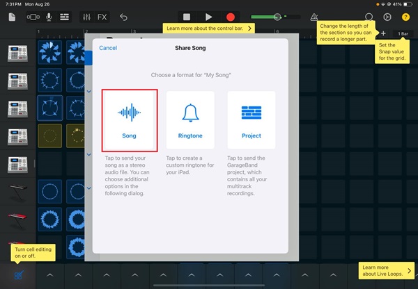 Spara MP3 Garageband IOS