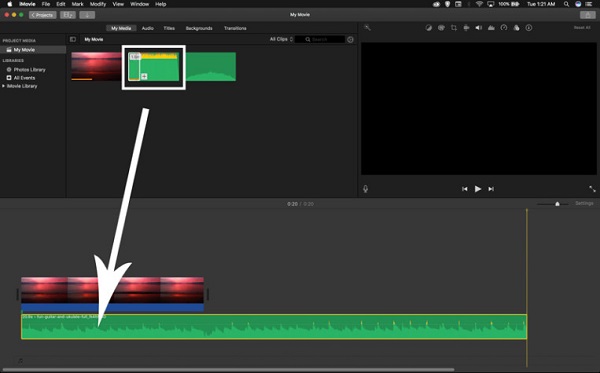 Przytnij audio iMovie