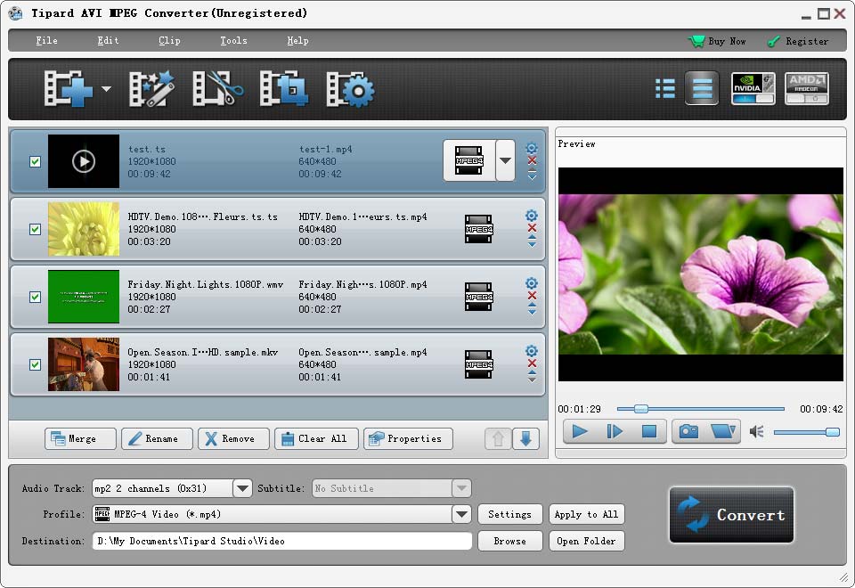 Tipard AVI MPEG Converter screenshot