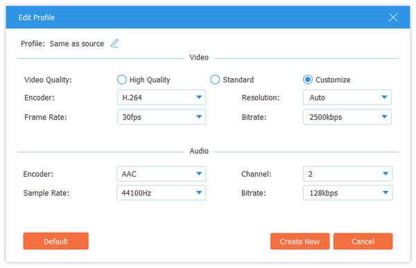 configuración de perfil