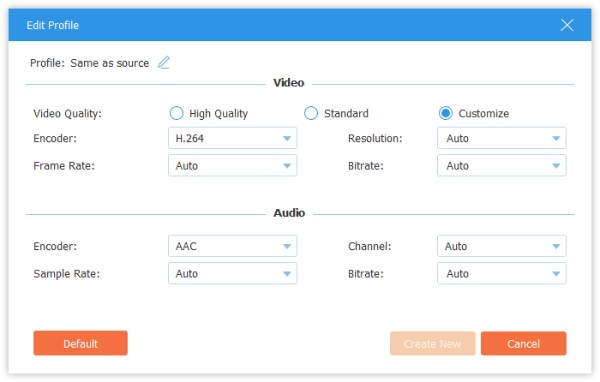 Profile settings