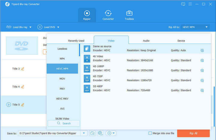 Scegli i file di output