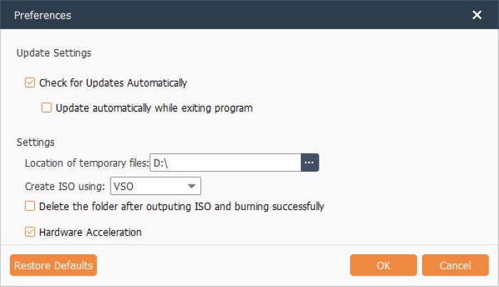 Preferences Window