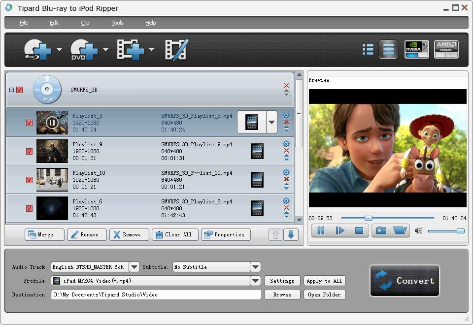 Tipard Blu-ray to iPod Ripper screenshot