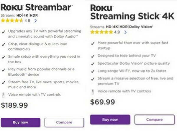 Roku priser