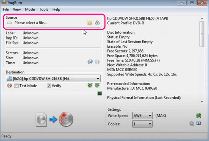 Source Folder Button