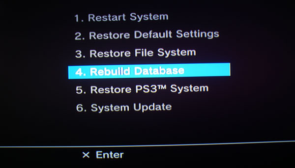 Rakenna tietokanta uudelleen PS3
