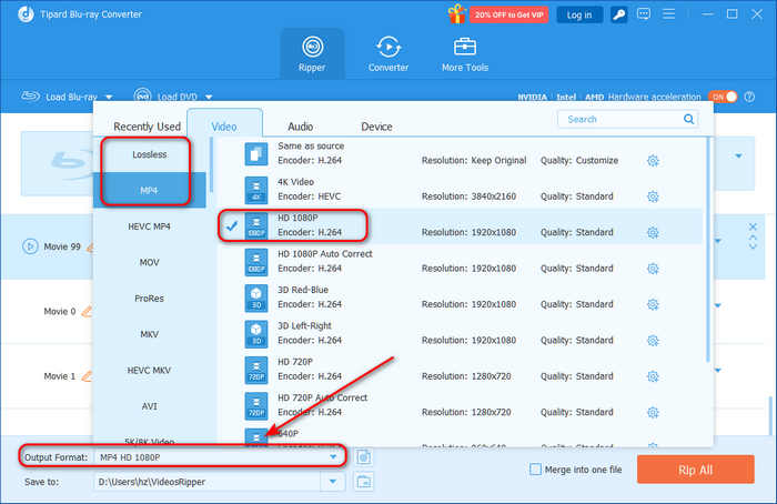 Choose an Output Video Format in Tipard