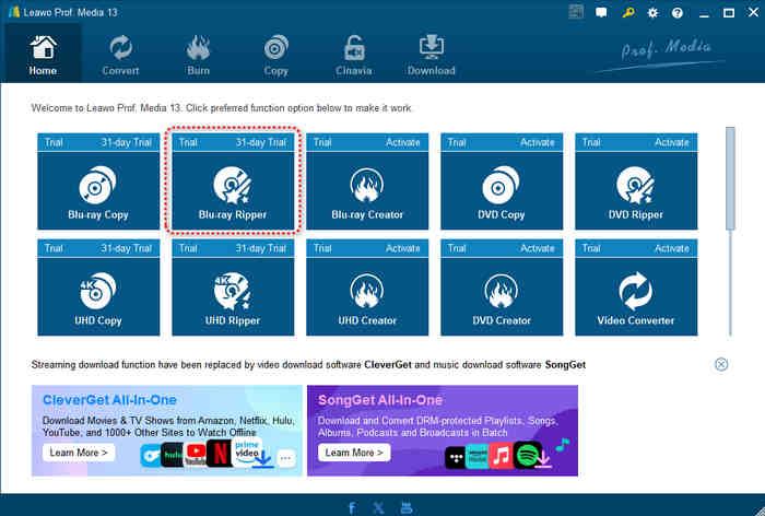 Leawo Prof Media Blu Ray Ripper Interface