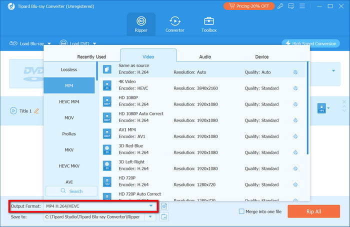 Select Output Format