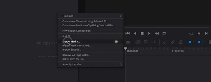 Click Import Media Button