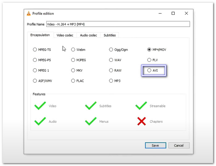 VLC Convert FLV to AVI