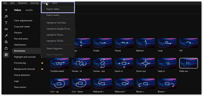 Click The Export Button