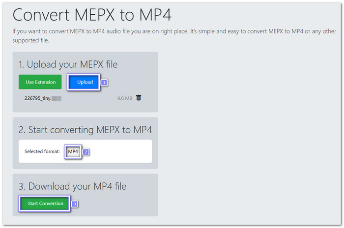 Converthelper Convert MEPX to MP4 Free Online