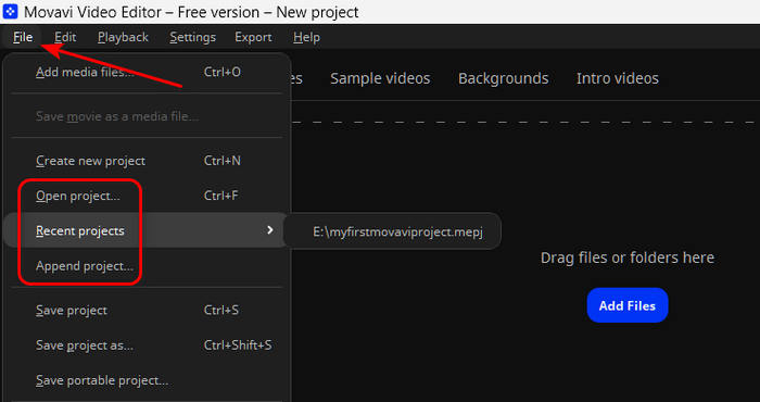 Movavi Project Loading Options