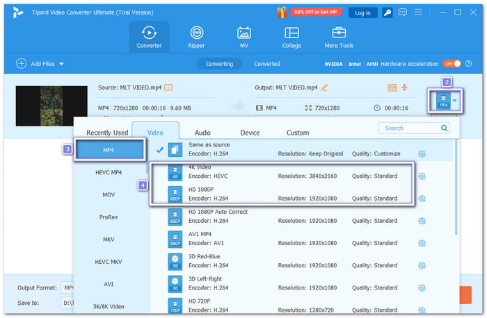Click Format And Select MP4