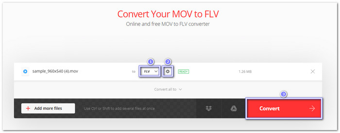 Convertio Convert MOV to FLV Online