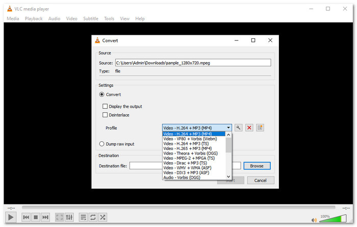 VLC convert MPEG to MP4