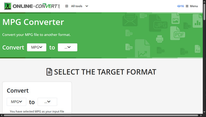 Interface Onlineconvert