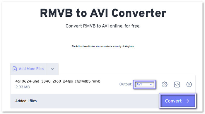 Press Convert And Download The AVI File