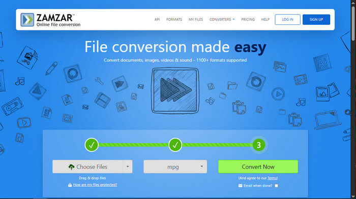 Interface Zamzar