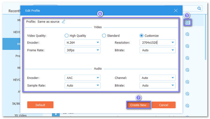 Adjust quality settings