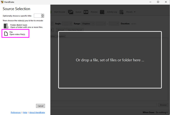File Button Handbrake