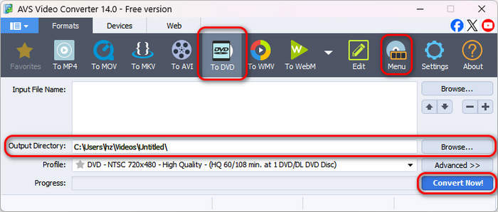 Burn Avi to Dvd in Avs