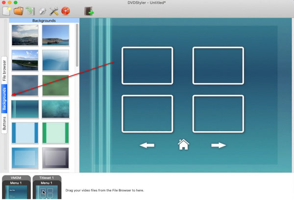 Выберите фоновый DVDStyler.